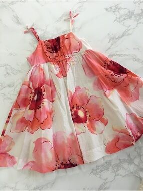 Baby GAP 2 Year Toddler Summer Dress Coral & Pink Floral Dress Twirly Skirt